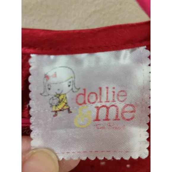 Dollie and Me Girls Dress Size 8 Red Bell Long Sleeve Bow Detail Sequined Flar - Picture 6 of 8